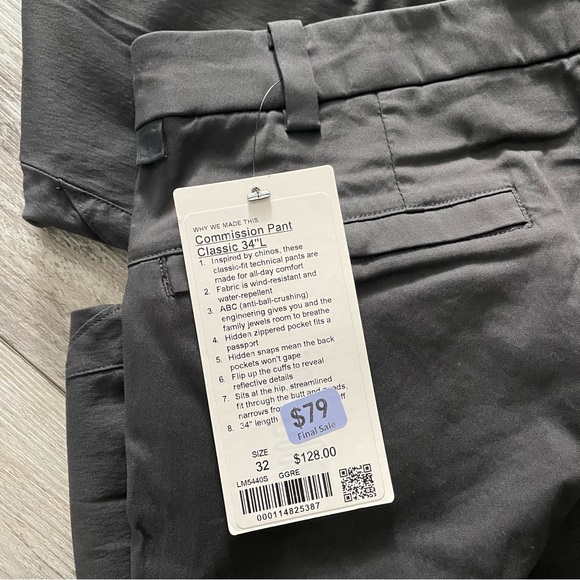 nwt lululemon commission pant classic medium 32 34 - Picture 9 of 9